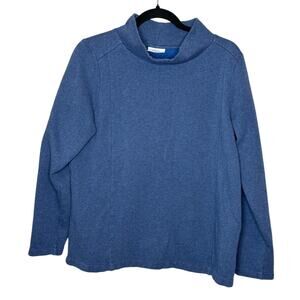 J.Jill Heathered Blue Seamed Mock-Neck Top Long Sleeves Winter Soft Comfort M